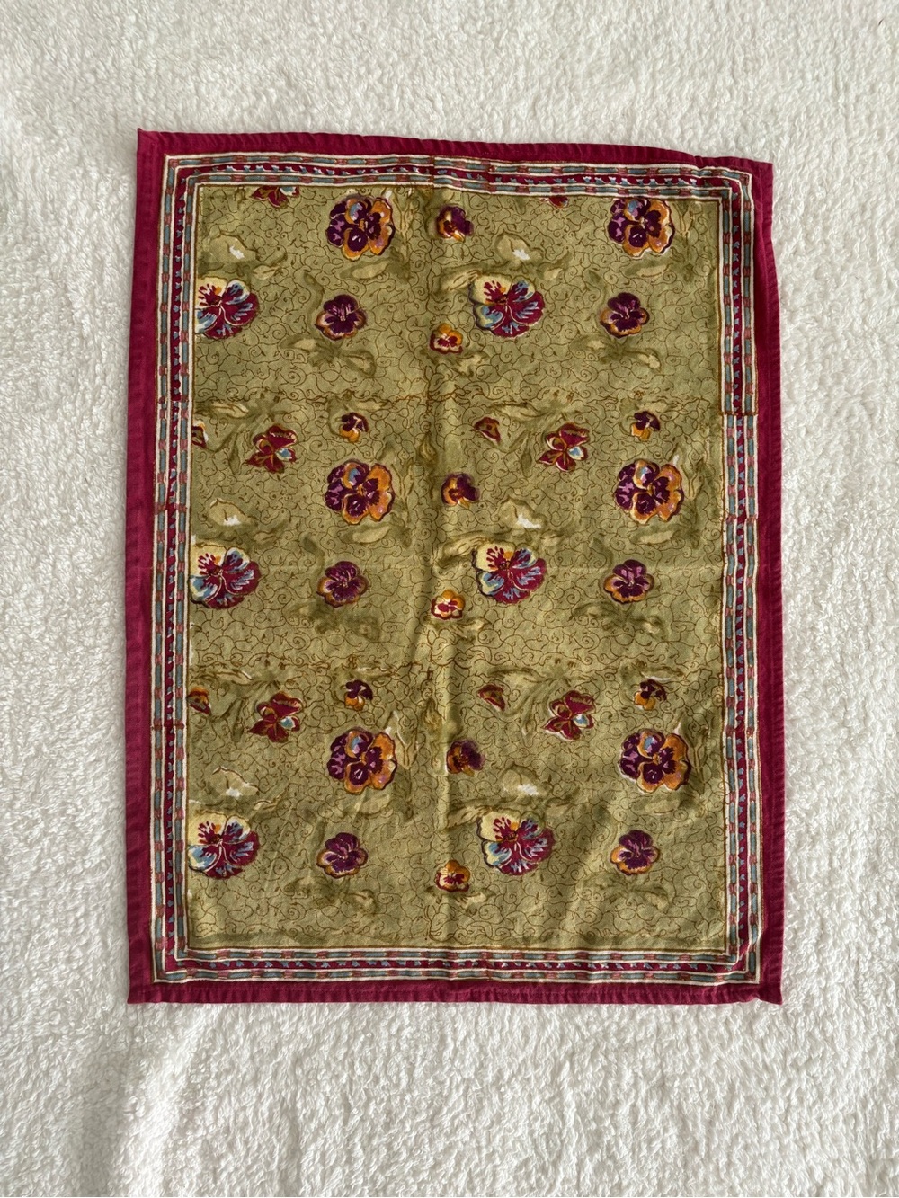 Couleur Nature Paris by Bruno Lamy Placemat Pansy Floral Hand Block Print France
